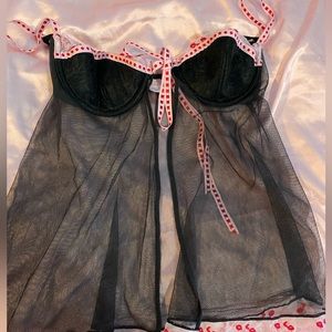 Victoria Secret pink and black lace top